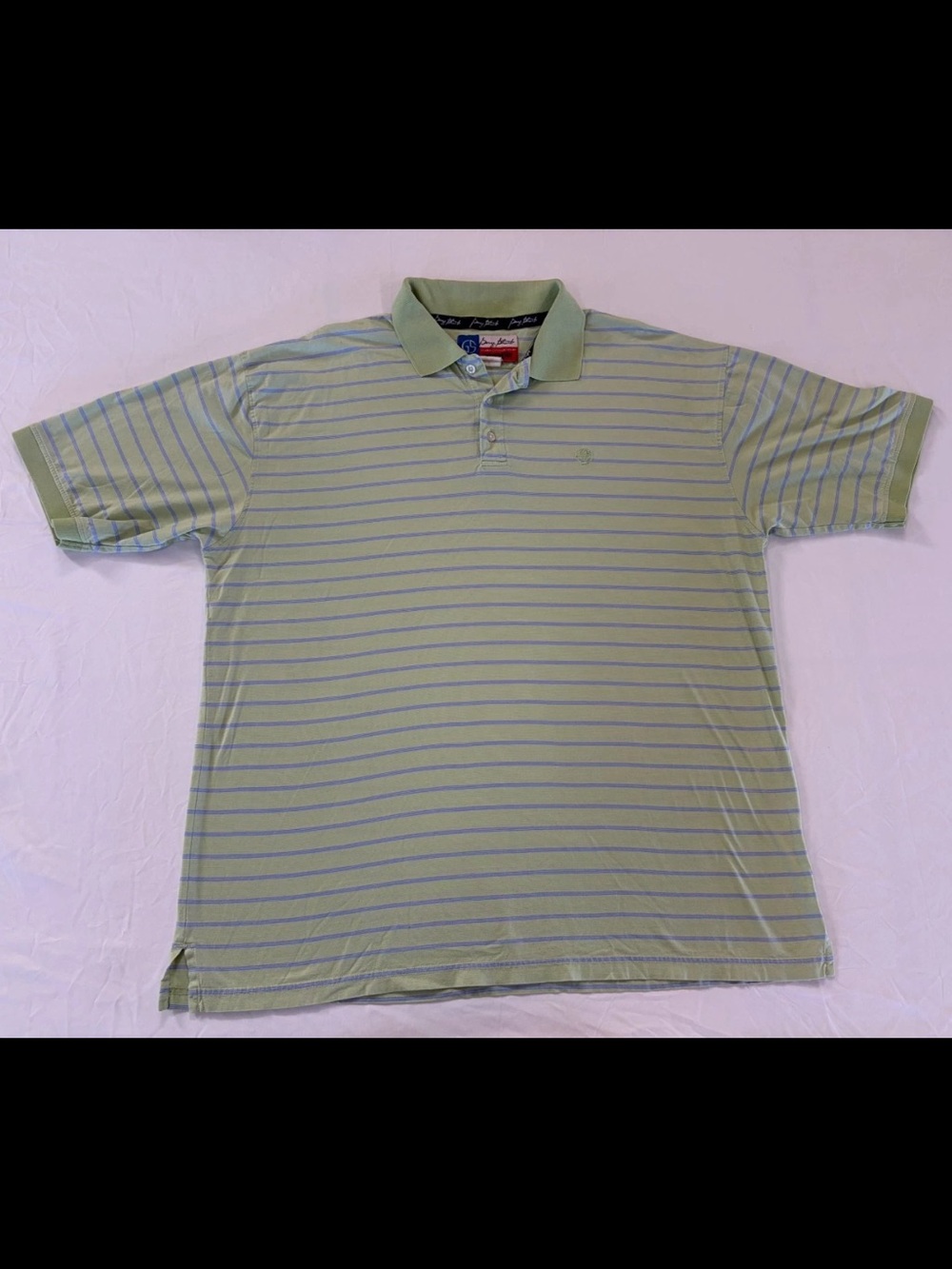 Men's Vintage Wrangler George Strait Collection Polo Shirt Green Striped Large